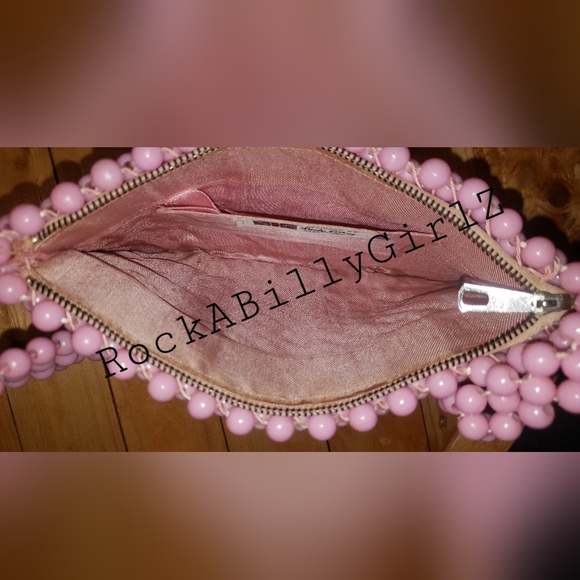 Vintage 1950's Pink Hand Beaded Purse Made by Lady Ellen in British Hong Kong - Picture 4 of 12
